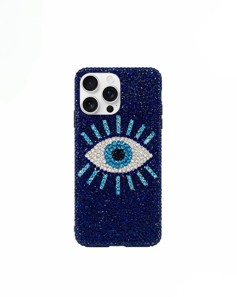 Evil Eye Artificial Crystal Phone Case – Blue