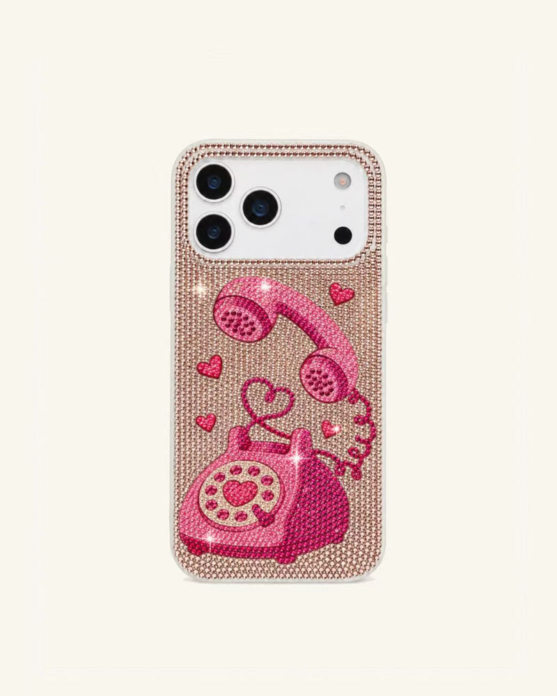 Vintage Telephone Artificial Crystal Phone Case - Champag