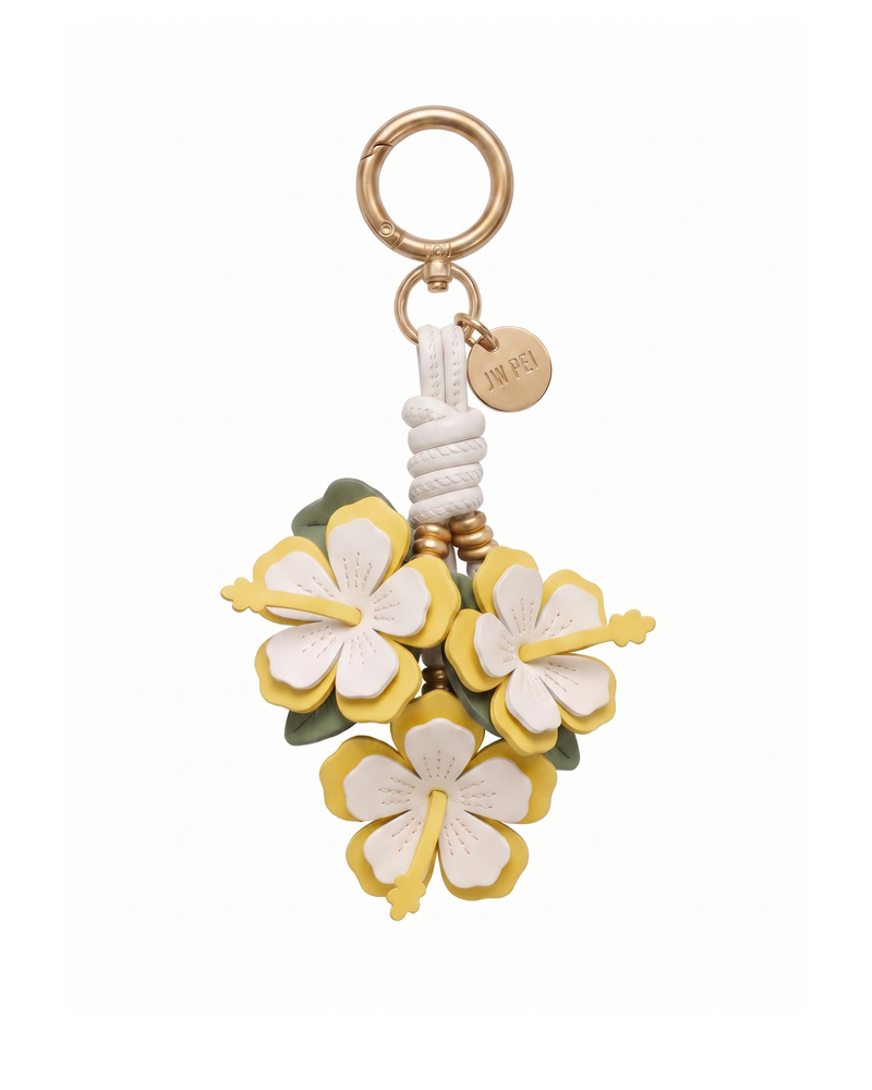 Hibiscus Floral Bag Charm - Butter Yellow