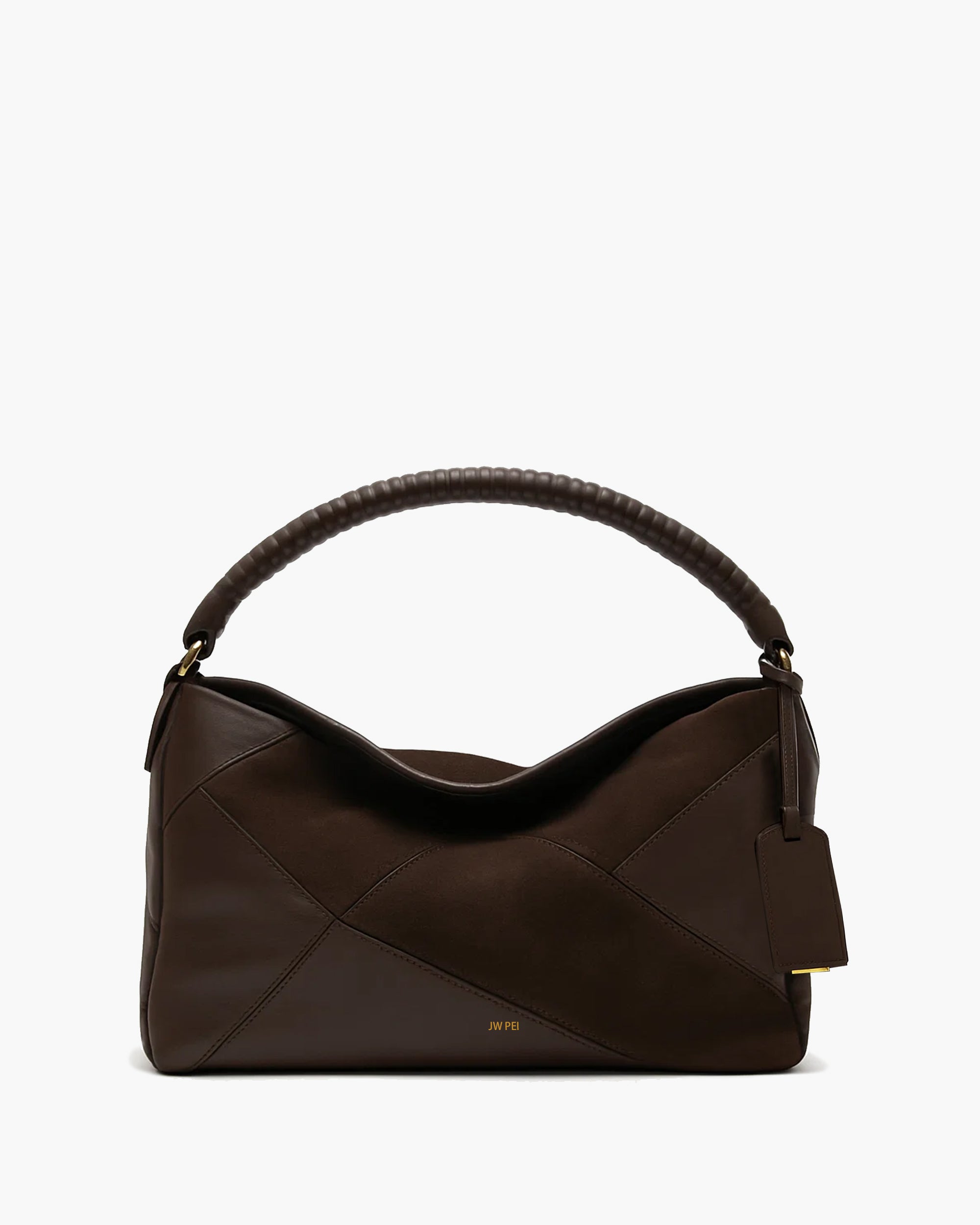 Patchwork Hobo Bag - Brown