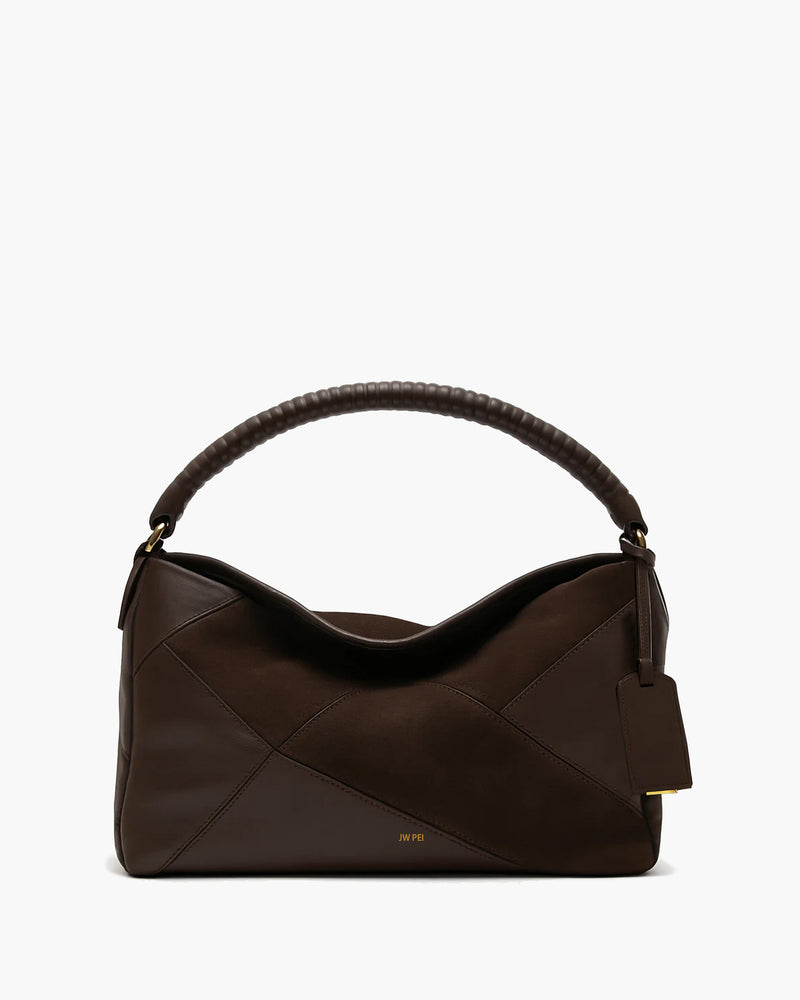 Patchwork Hobo Bag - Brown