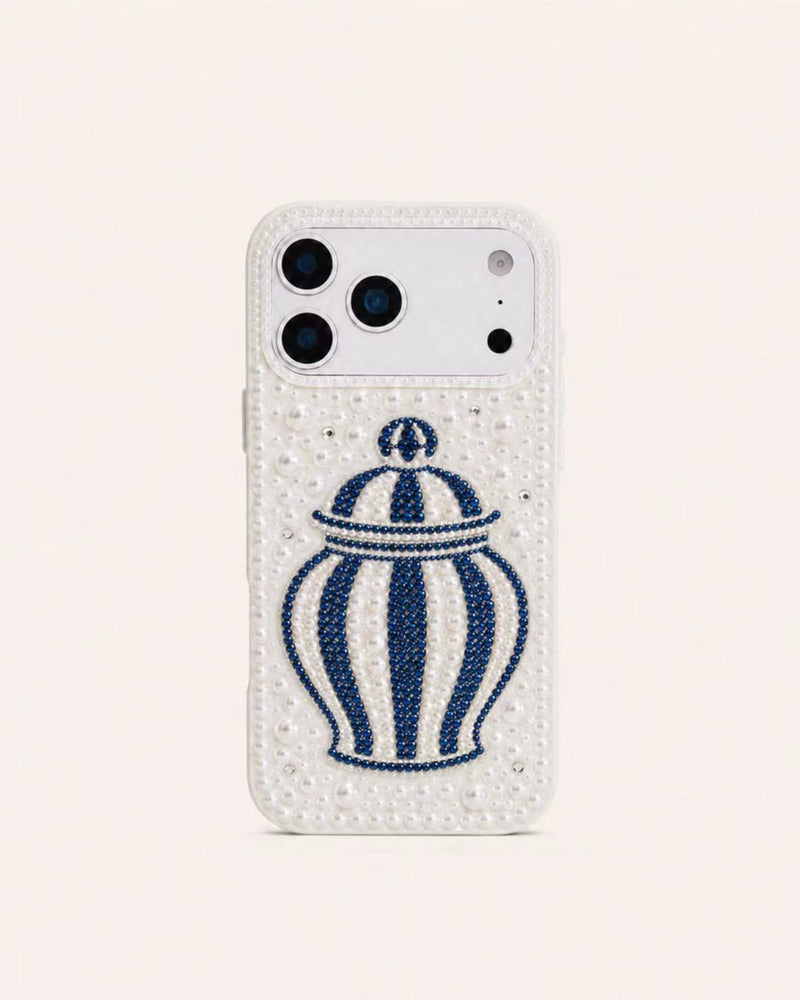 Ginger Jar Artificial Crystal Pearl Phone Case - White
