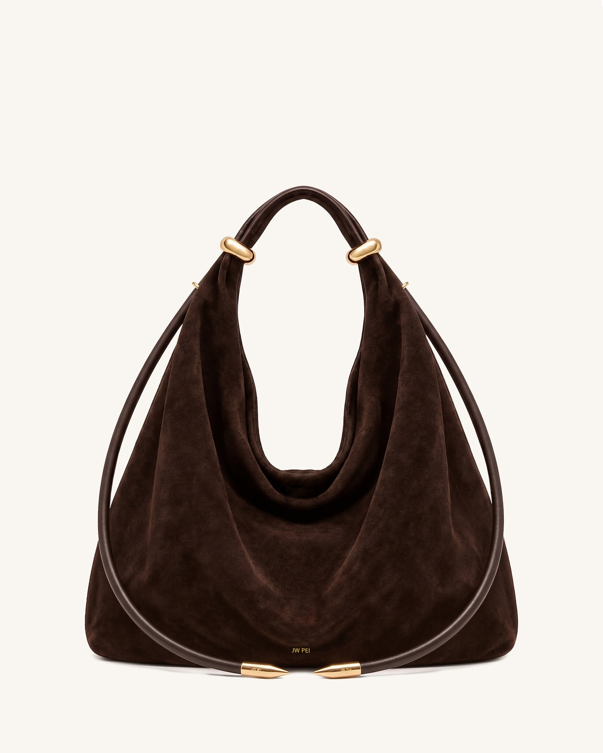 Ellie Faux Suede Slouchy Shoulder Bag – Dark Brown