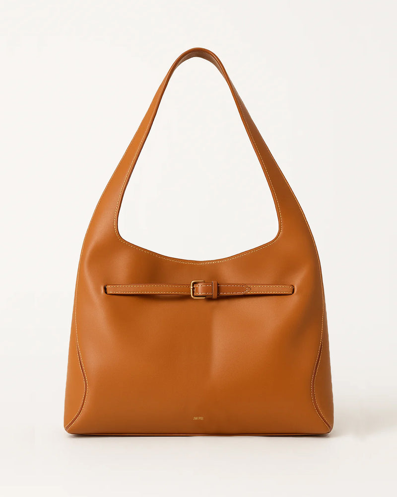Harper Buckle Shoulder Bag - Brown