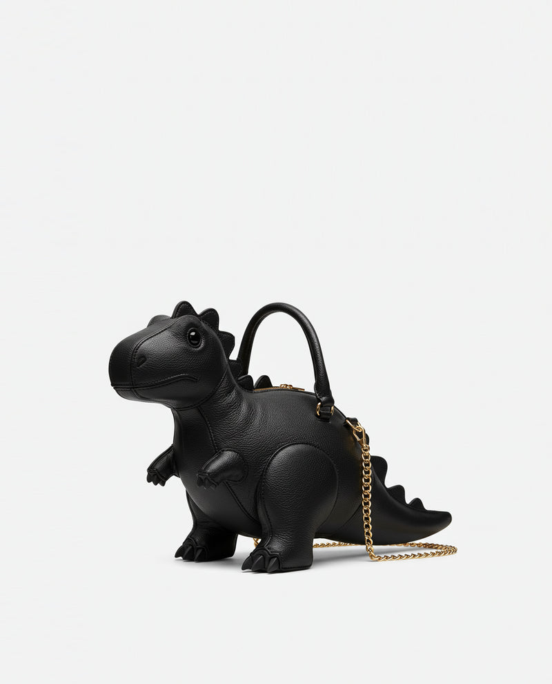 Dinosaur Shaped Top Handle Bag - Black