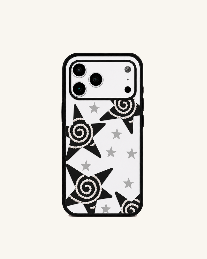 Star Spiral Design Phone Case – Black