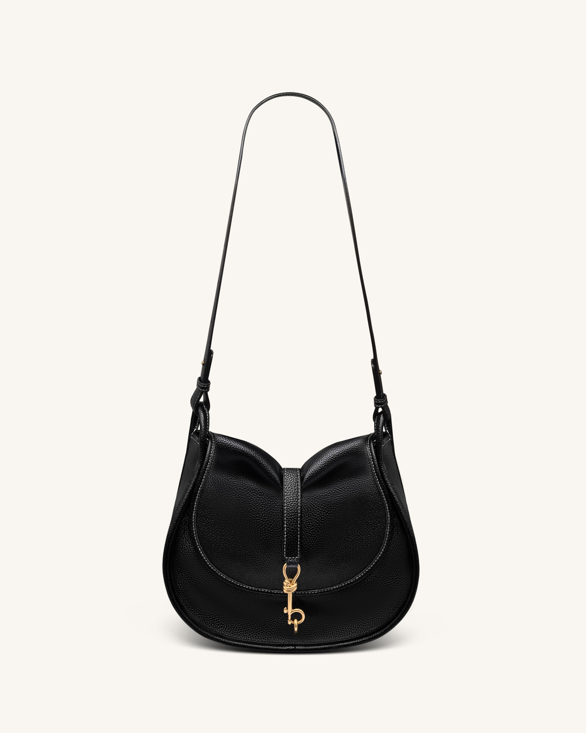 Arla Small Hobo Bag - Black Pebbled