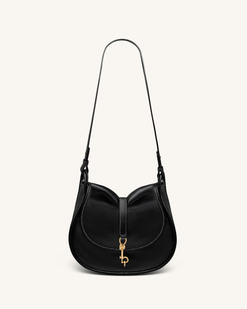 Arla Small Hobo Bag - Black Pebbled