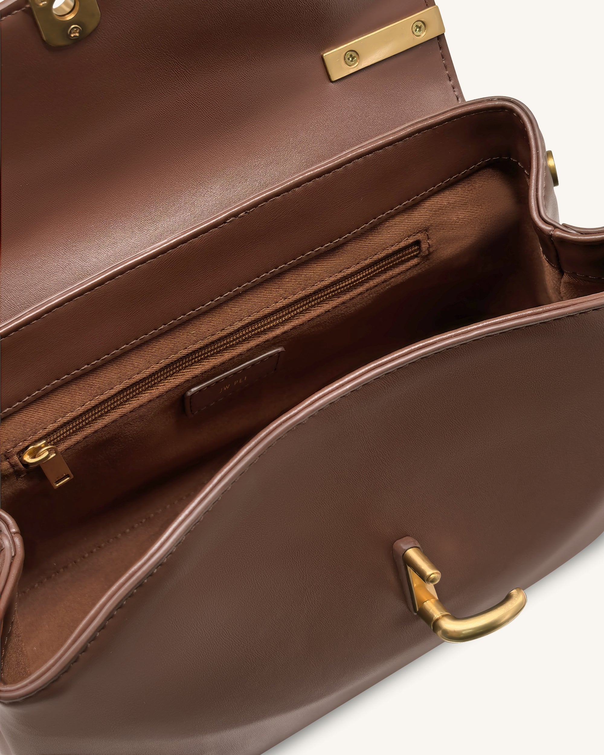 Audrey Flap Lock Top Handle Bag - Brown | JW PEI