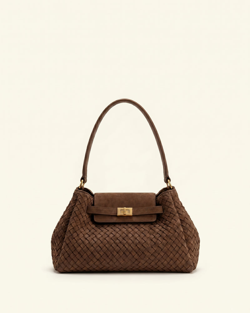 Keyla Woven Shoulder Bag - Chestnut Brown