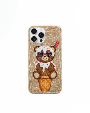 Cat Bow Rhinestone Phone Case – Blue