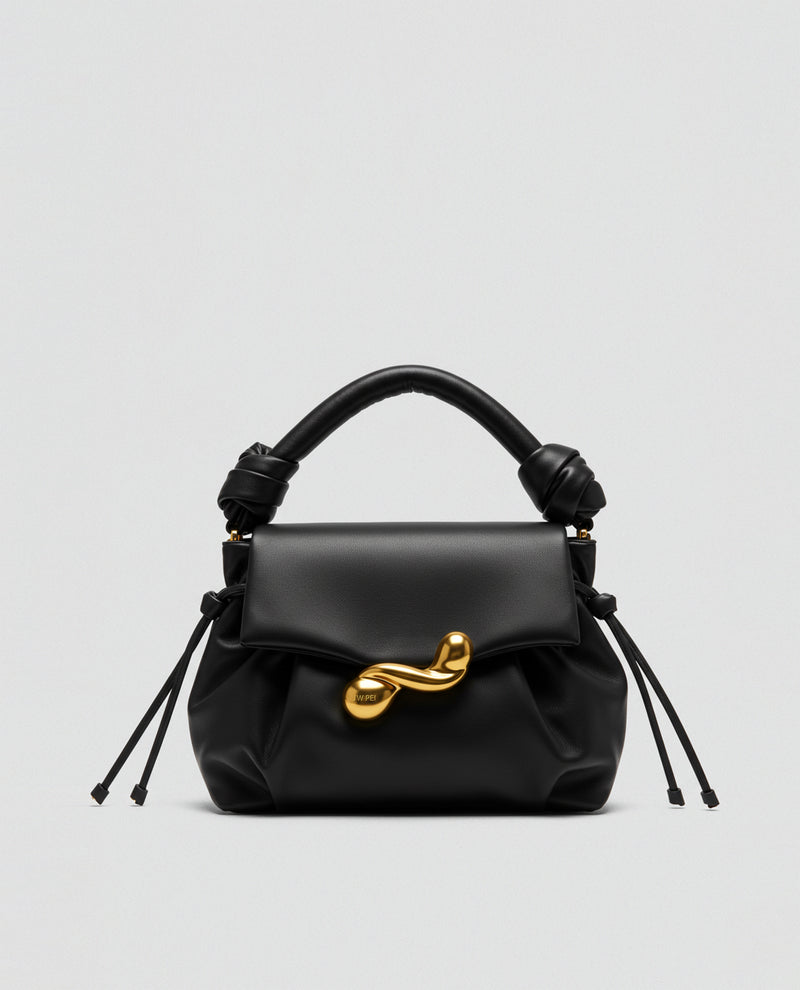 Knotted Top Handle Bag - Black