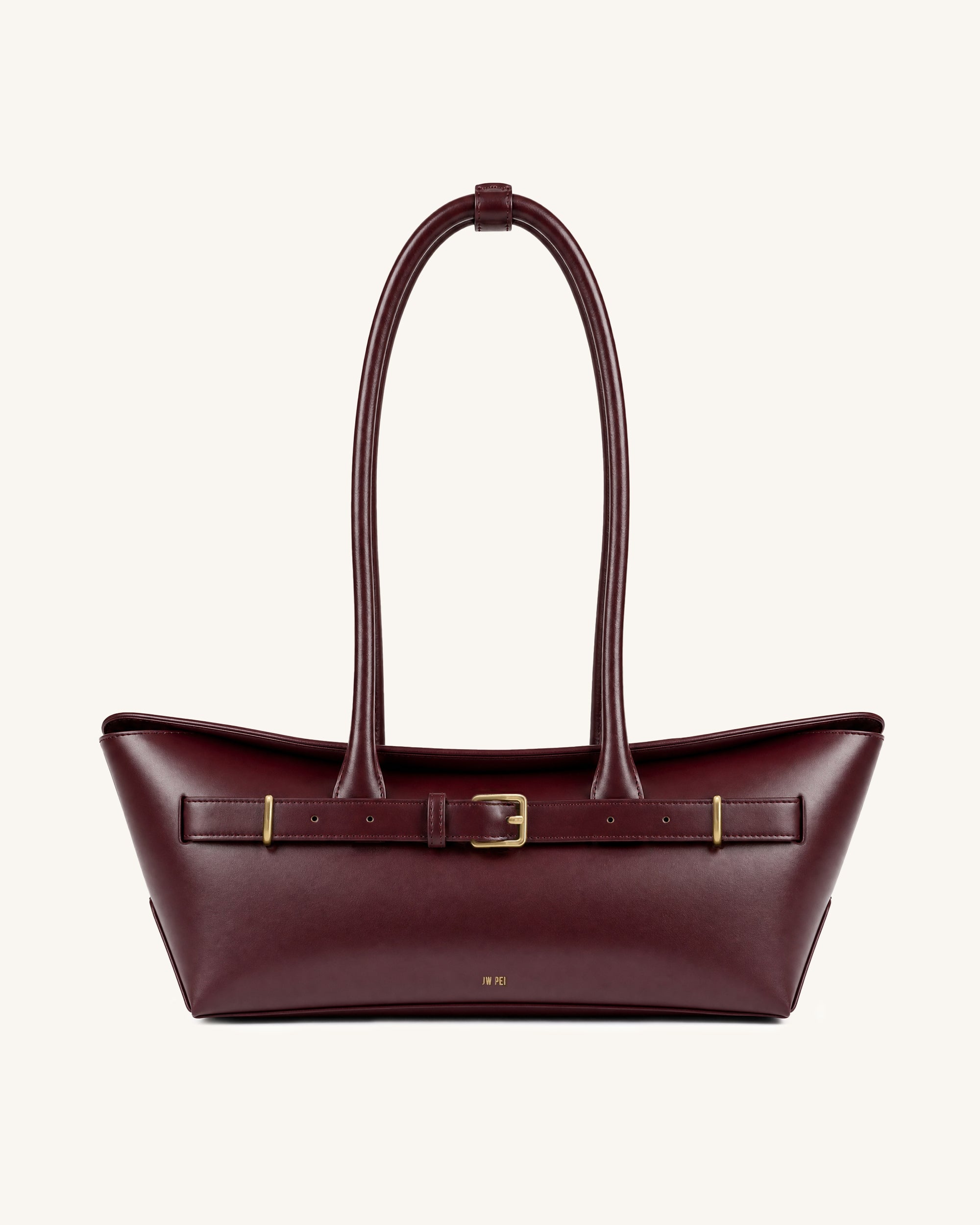 Elena Belted Tote Bag - Burgundy