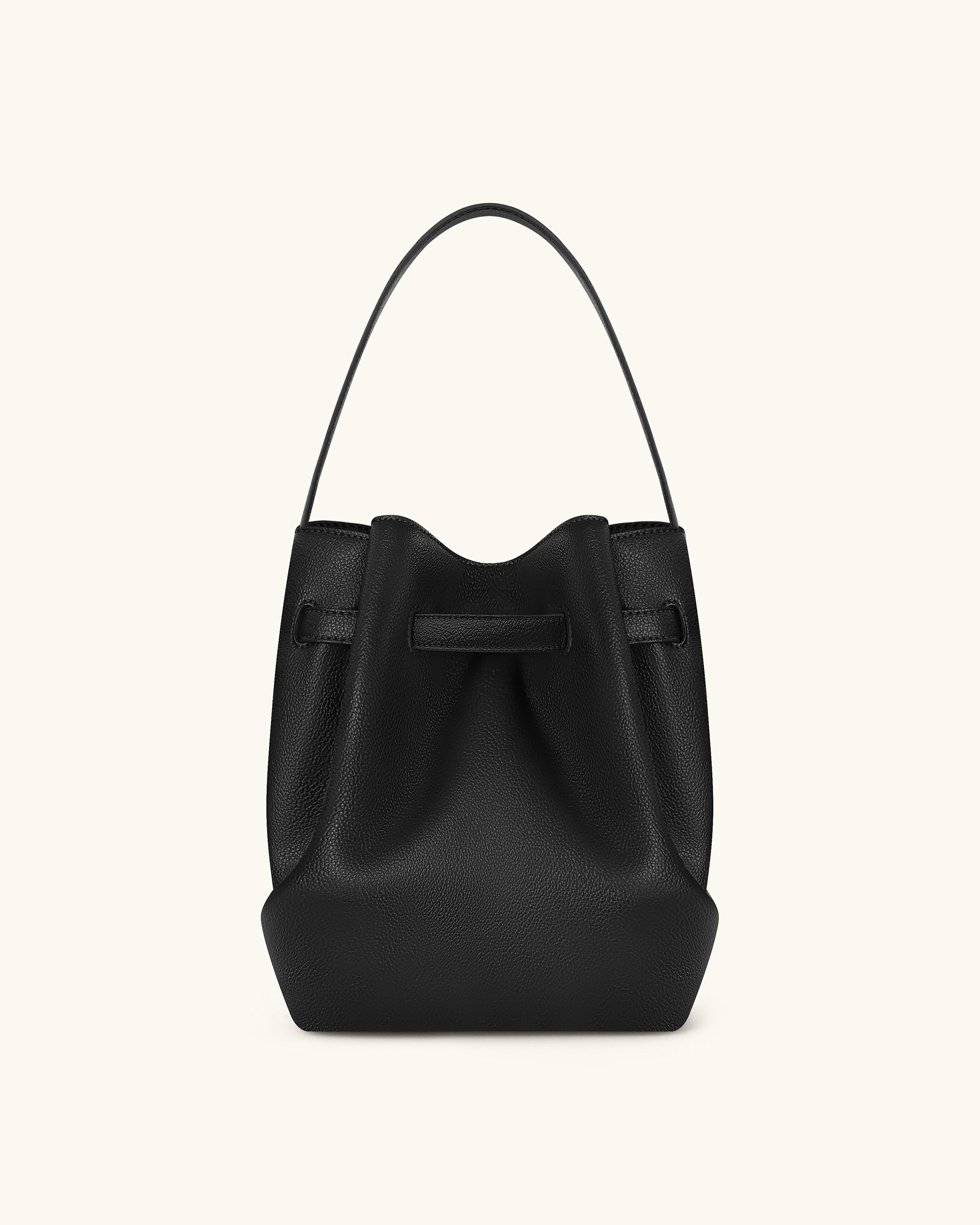 Clara Lock Accent Bucket Shoulder Bag - Black