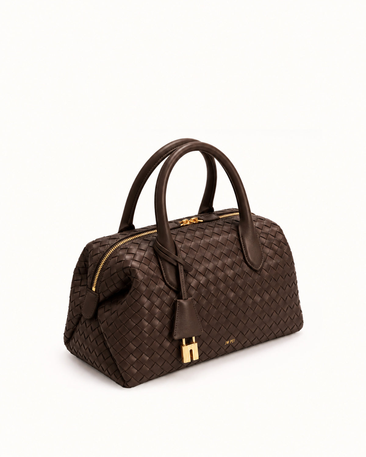 Nina Woven Top Handle Bag - Brown