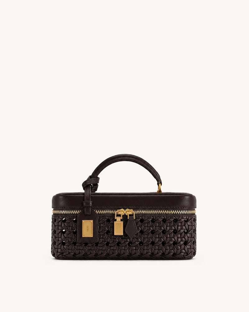 Cleo Woven Box Bag - Brown