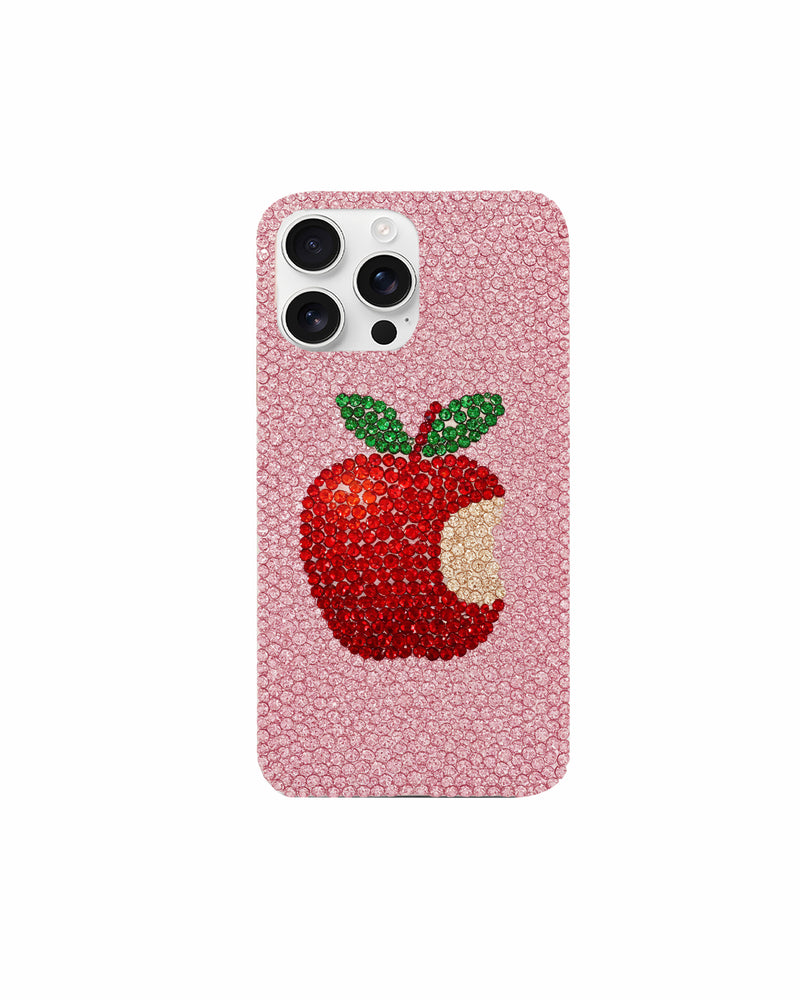 Artificial Crystal Apple Phone Case – Pink