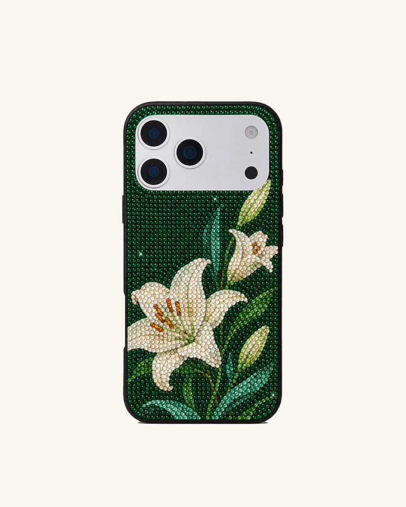 White Lily Artificial Crystal Phone Case – Green