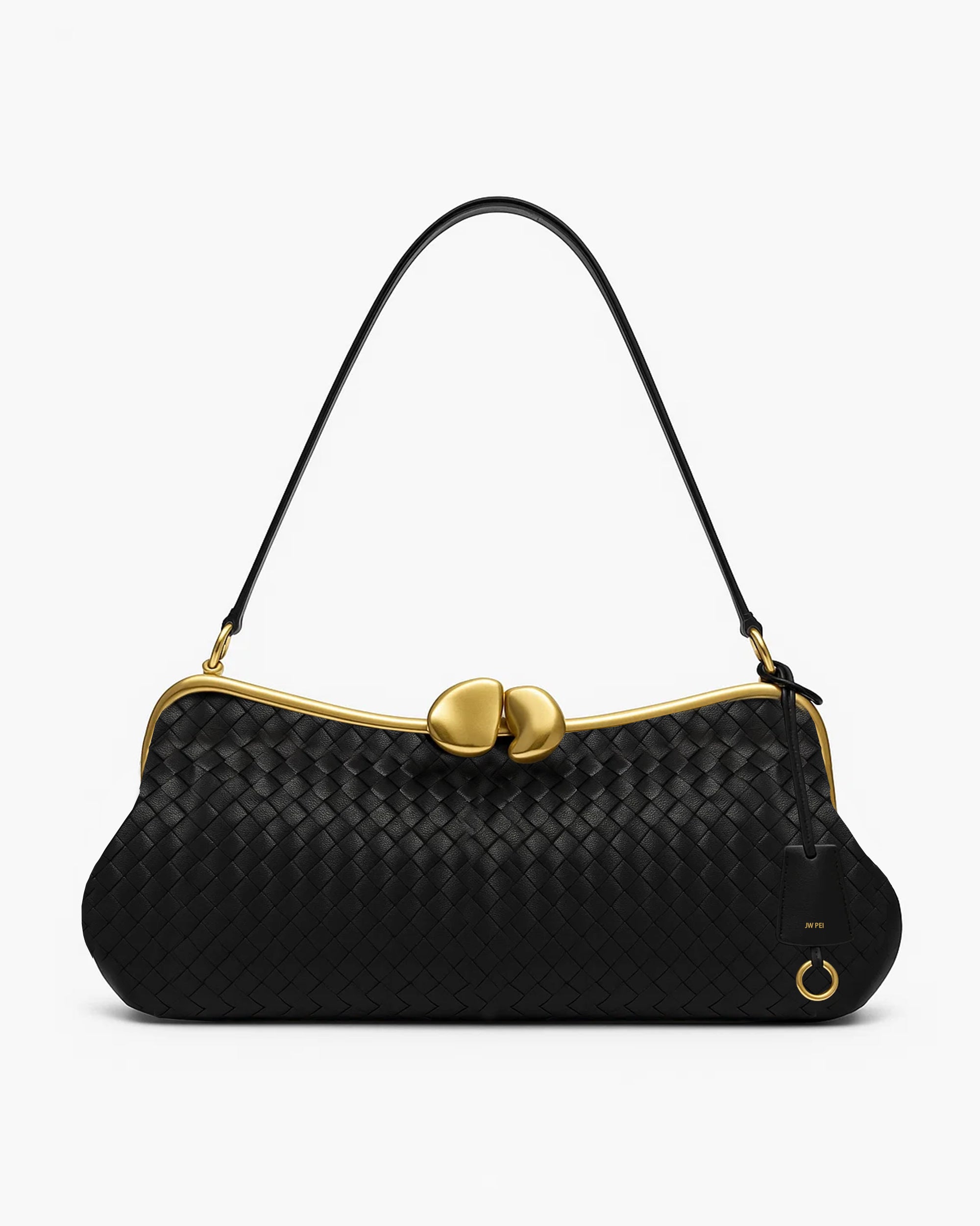 Mia Woven Shoulder Bag - Black