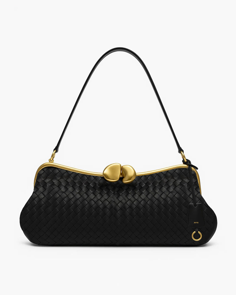 Mia Woven Shoulder Bag - Black
