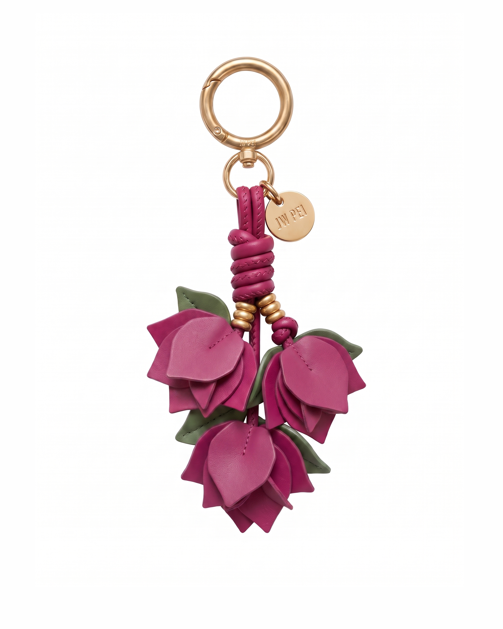 Rose Bud Floral Bag Charm - Berry Pink