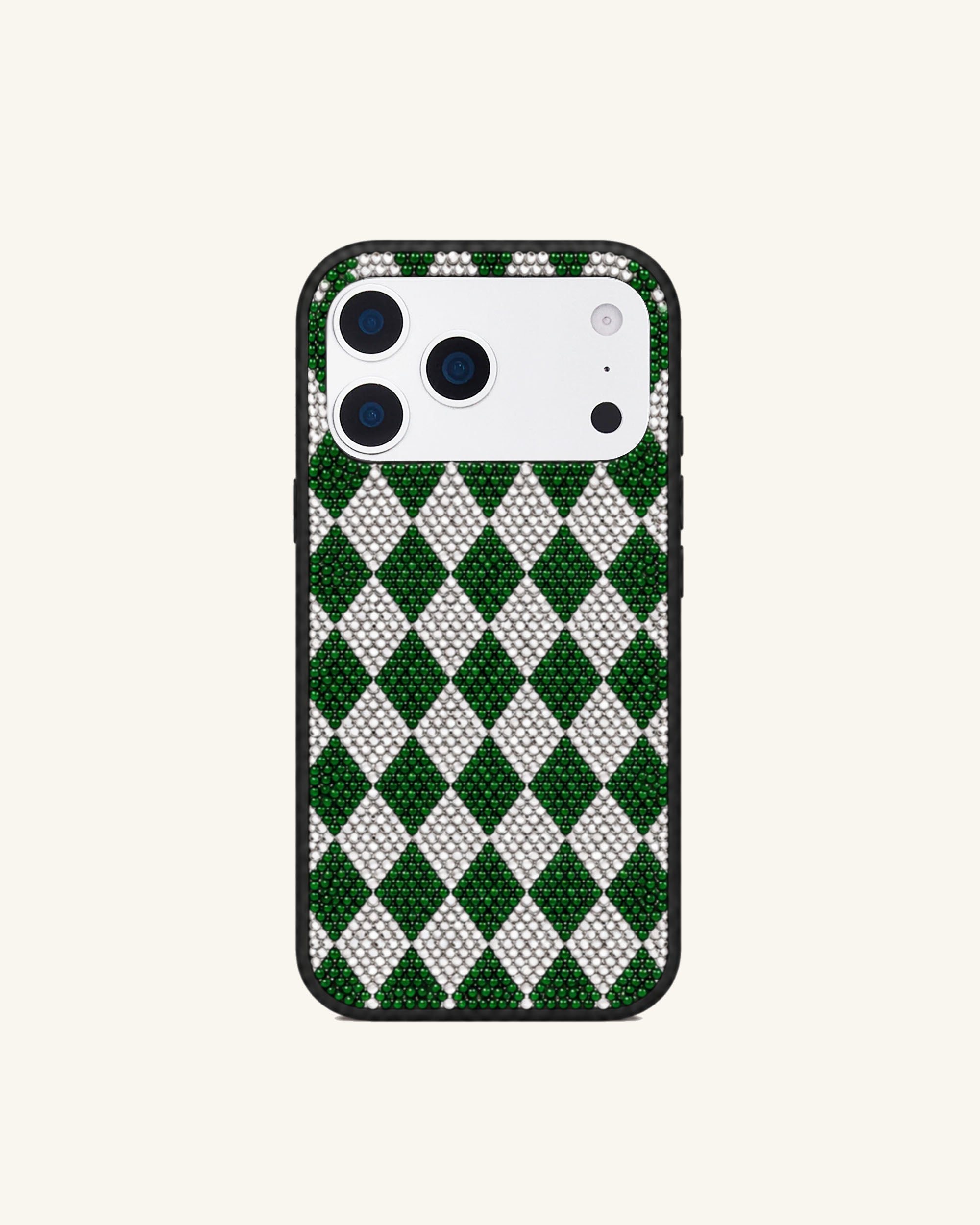 Classic Argyle Artificial Crystal Phone Case - Green & White