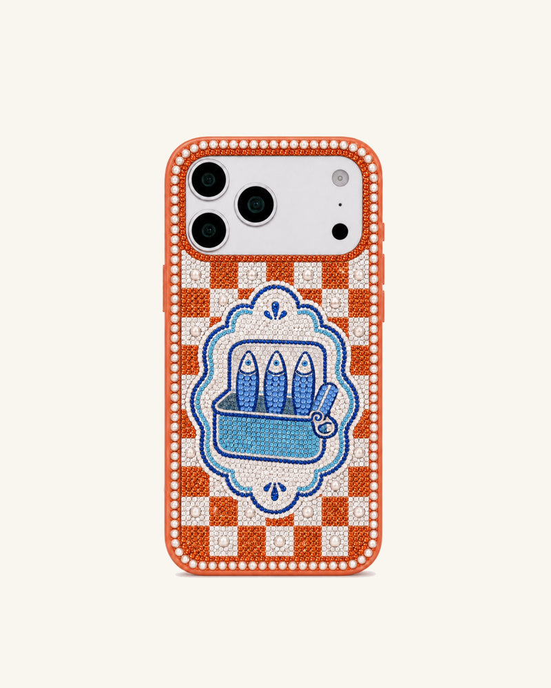 Mediterranean Sardines Artificial Crystal Phone Case - Orange