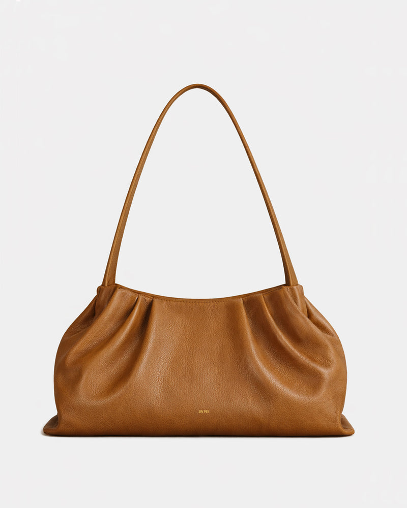 Ava Ruched Shoulder Bag - Brown