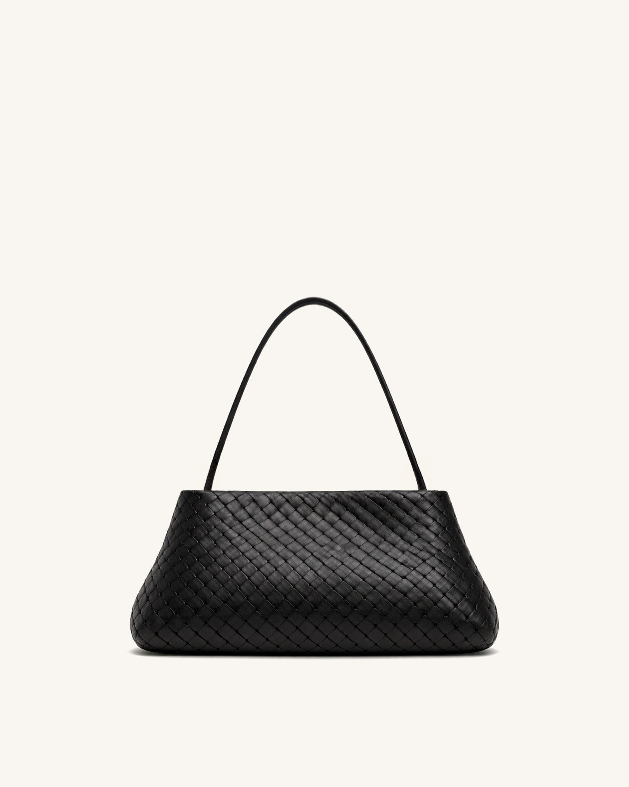Aria Woven Shoulder Bag - Black