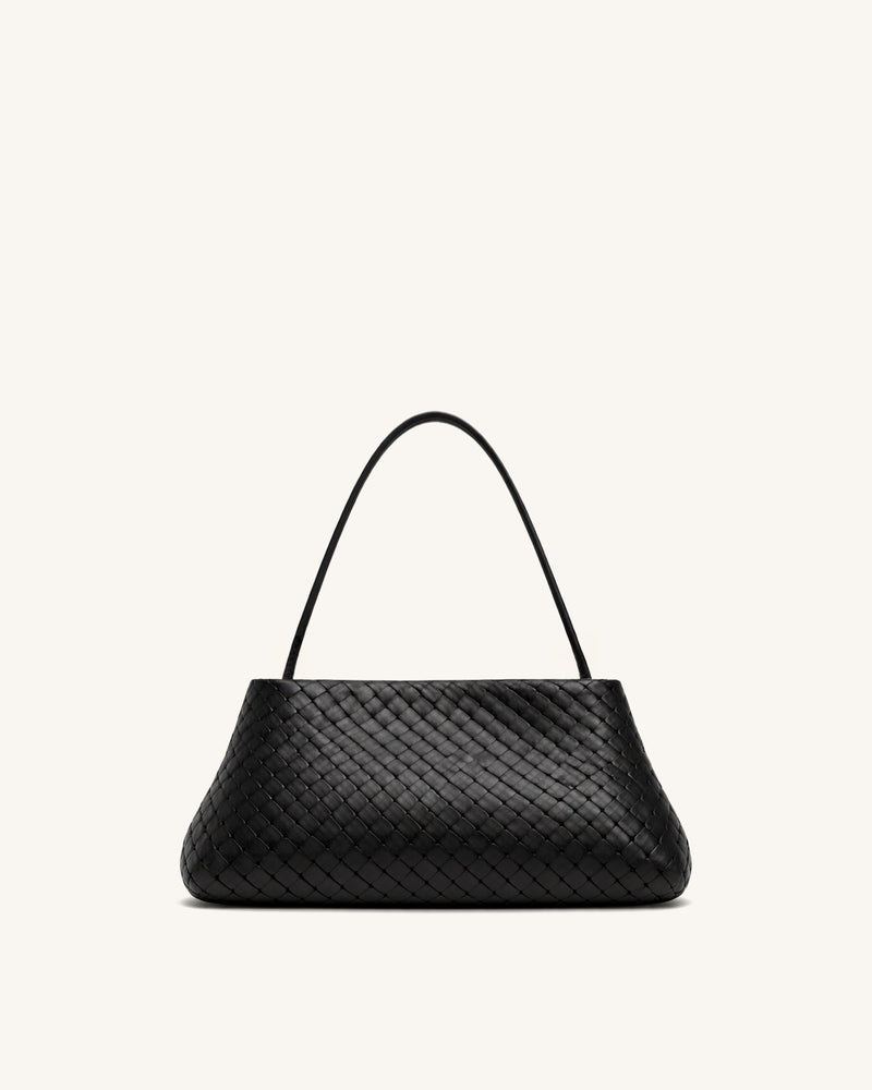 Aria Woven Shoulder Bag - Black
