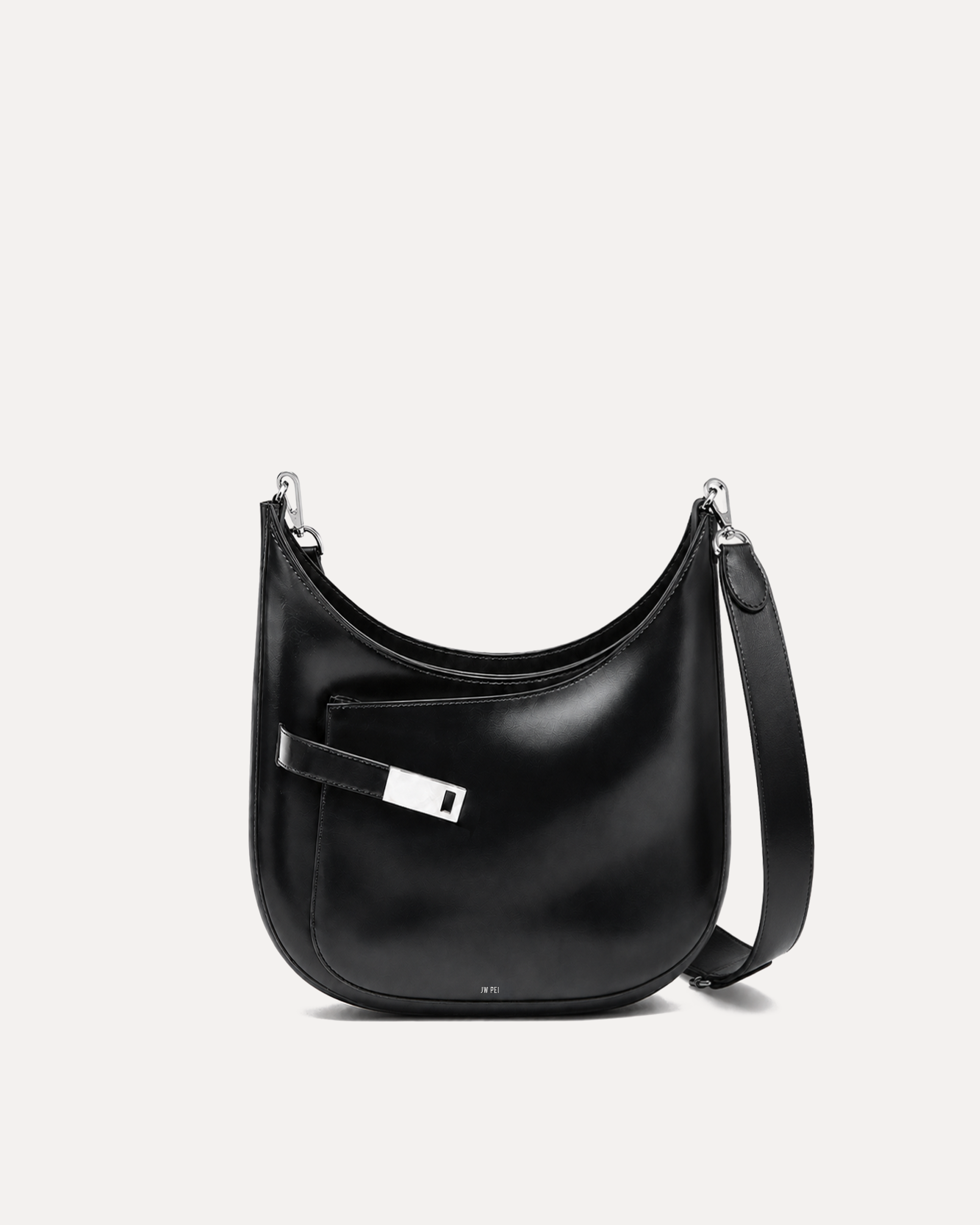 Mia Curved Pocket Hobo Bag - Black