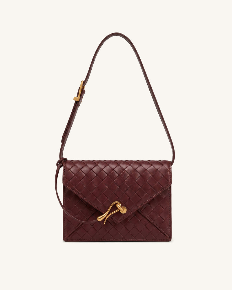 Celeste Woven Crossbody Bag - Burgundy