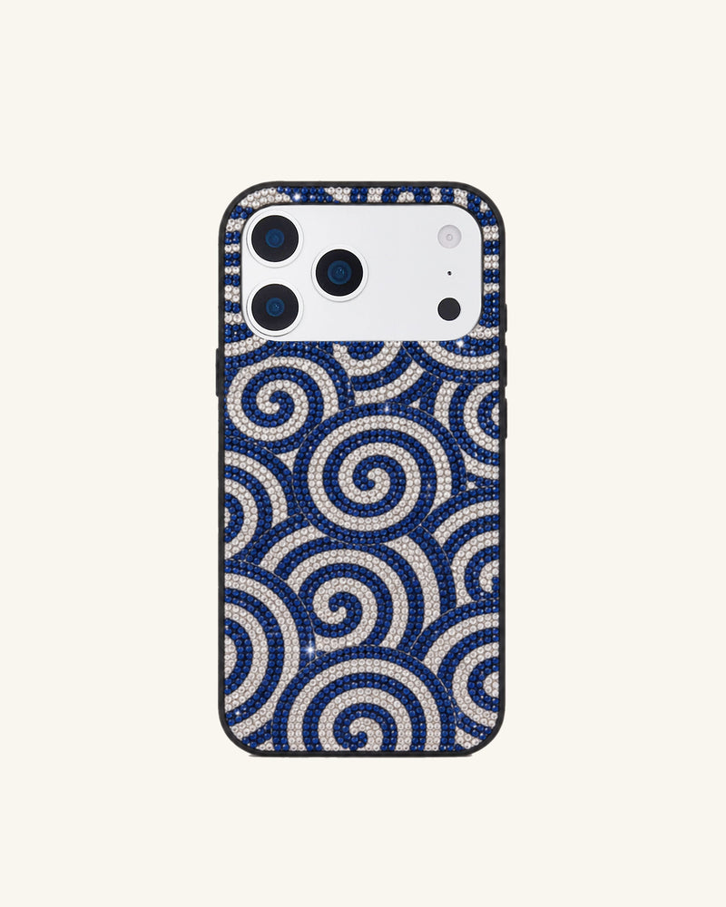 Swirl Pattern Artificial Crystal Phone Case - Blue