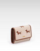 Dachshund Embroidered Canvas Wallet – Beige