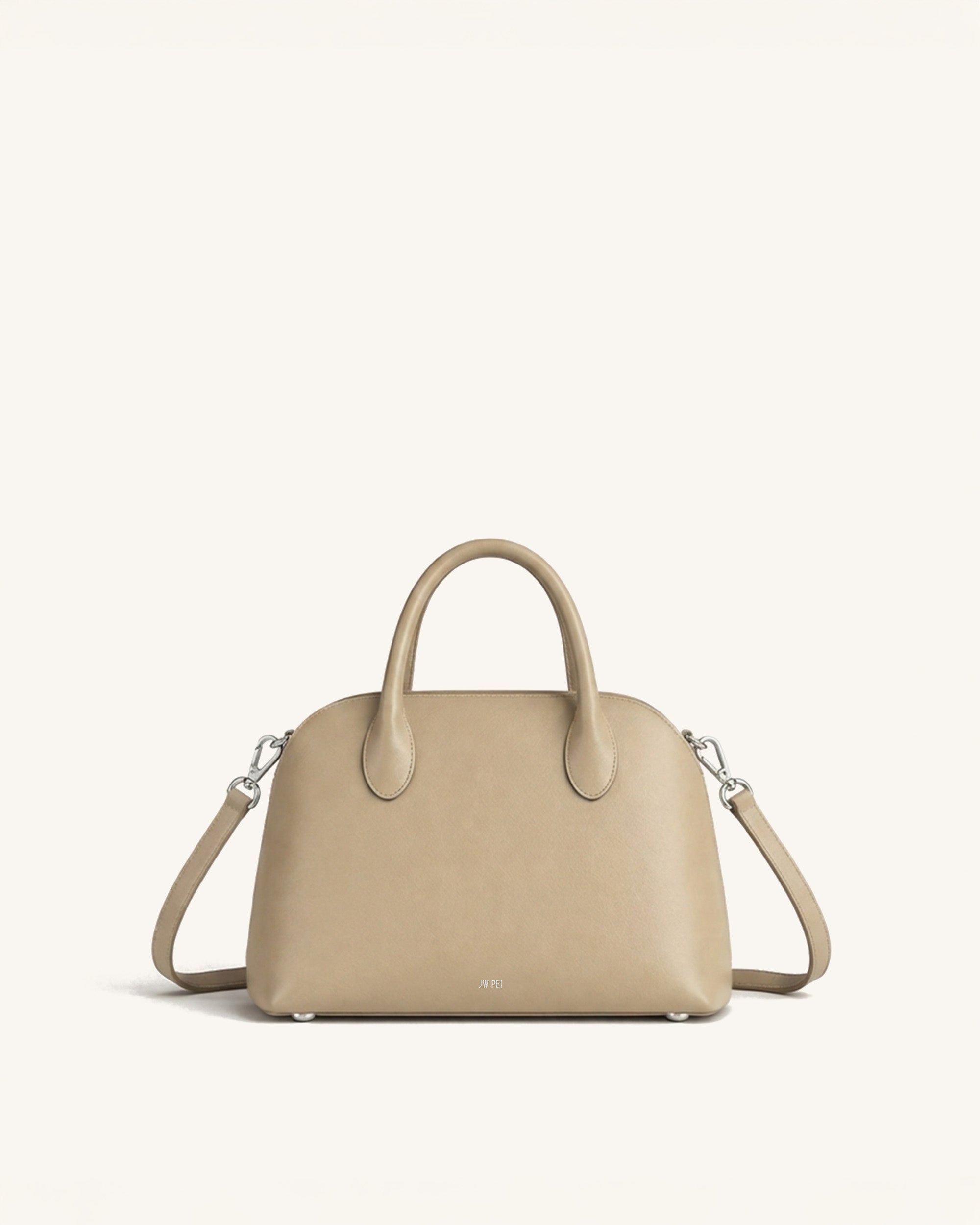 Mila Dome Satchel Bag - Beige