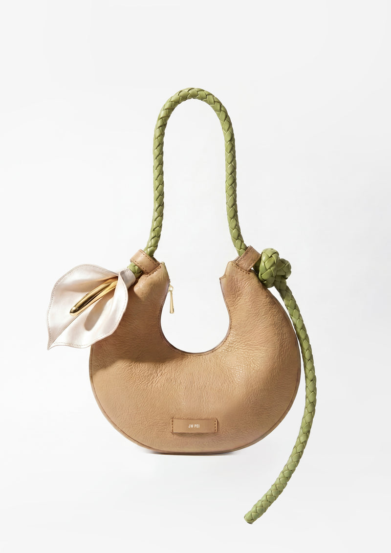Calla Lily Knot Handle Shoulder Bag - Tan