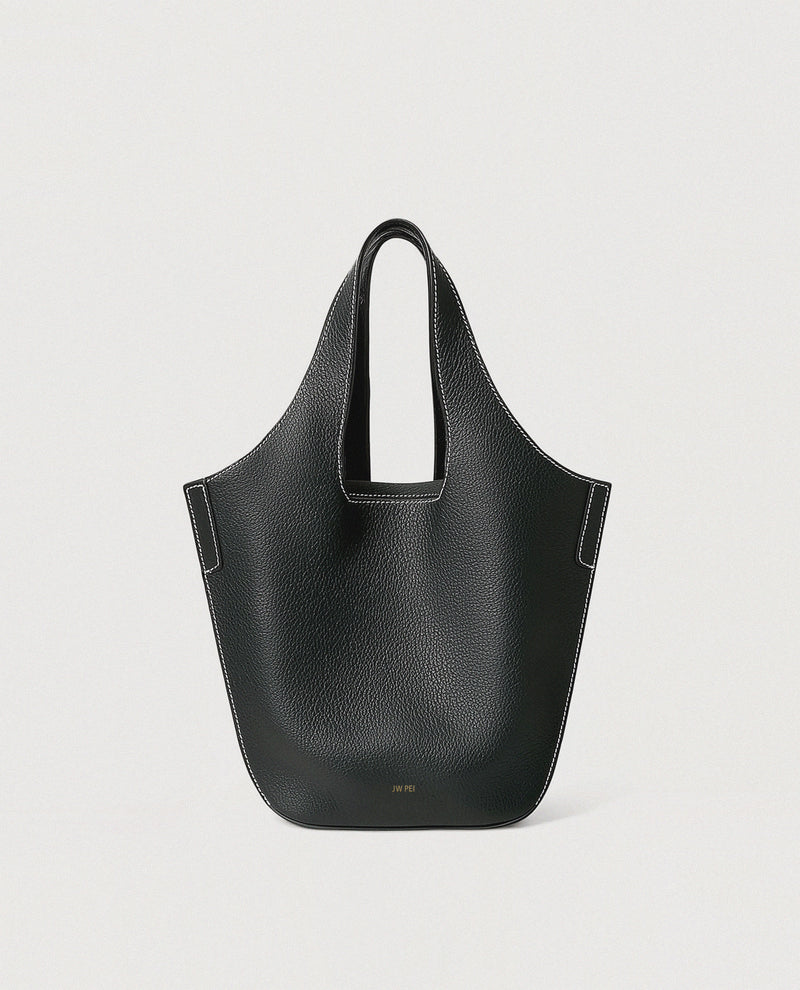 Ava Pebbled Tote Bag - Black