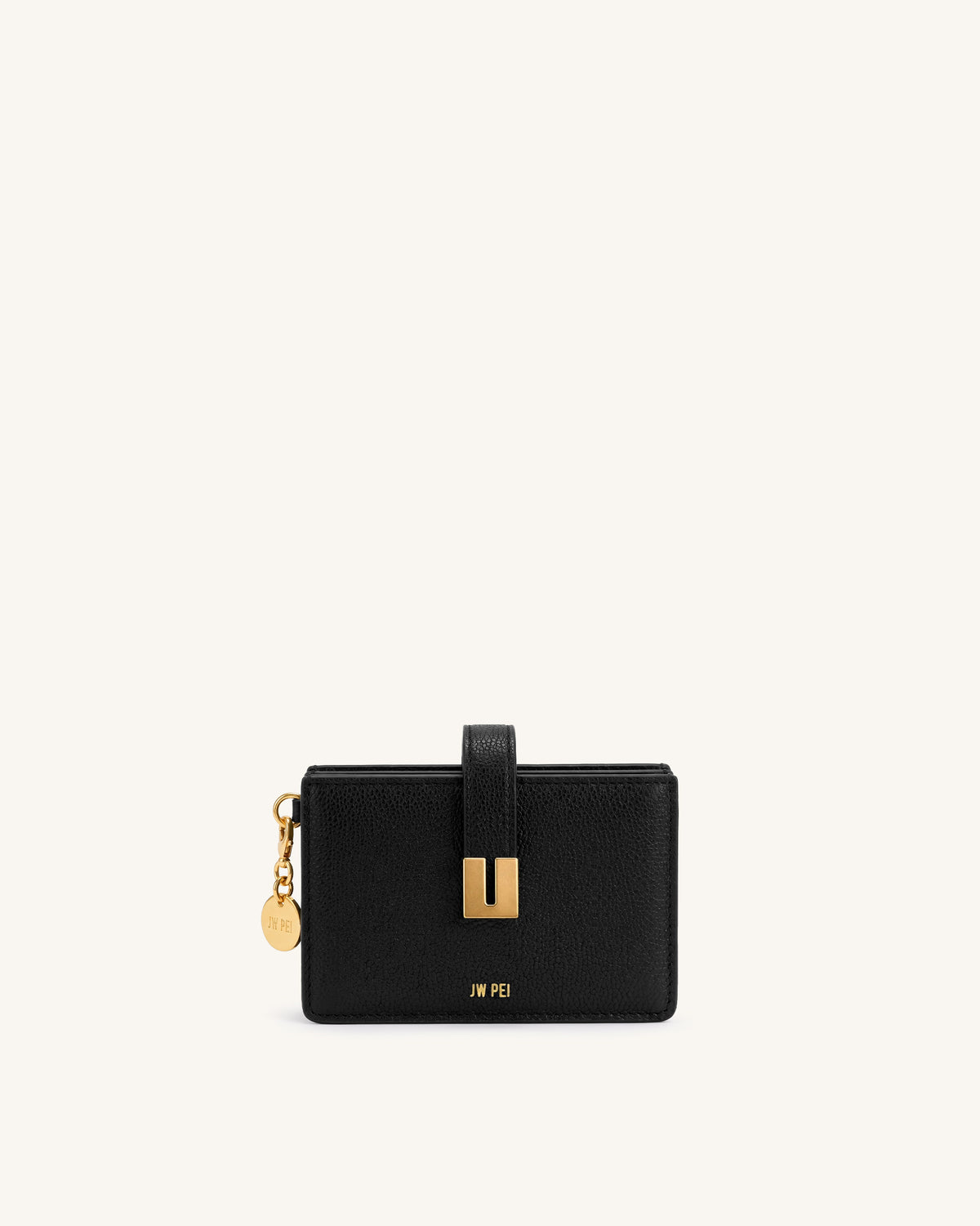 Hana Pebbled Multi-Compartment Card Holder – Black