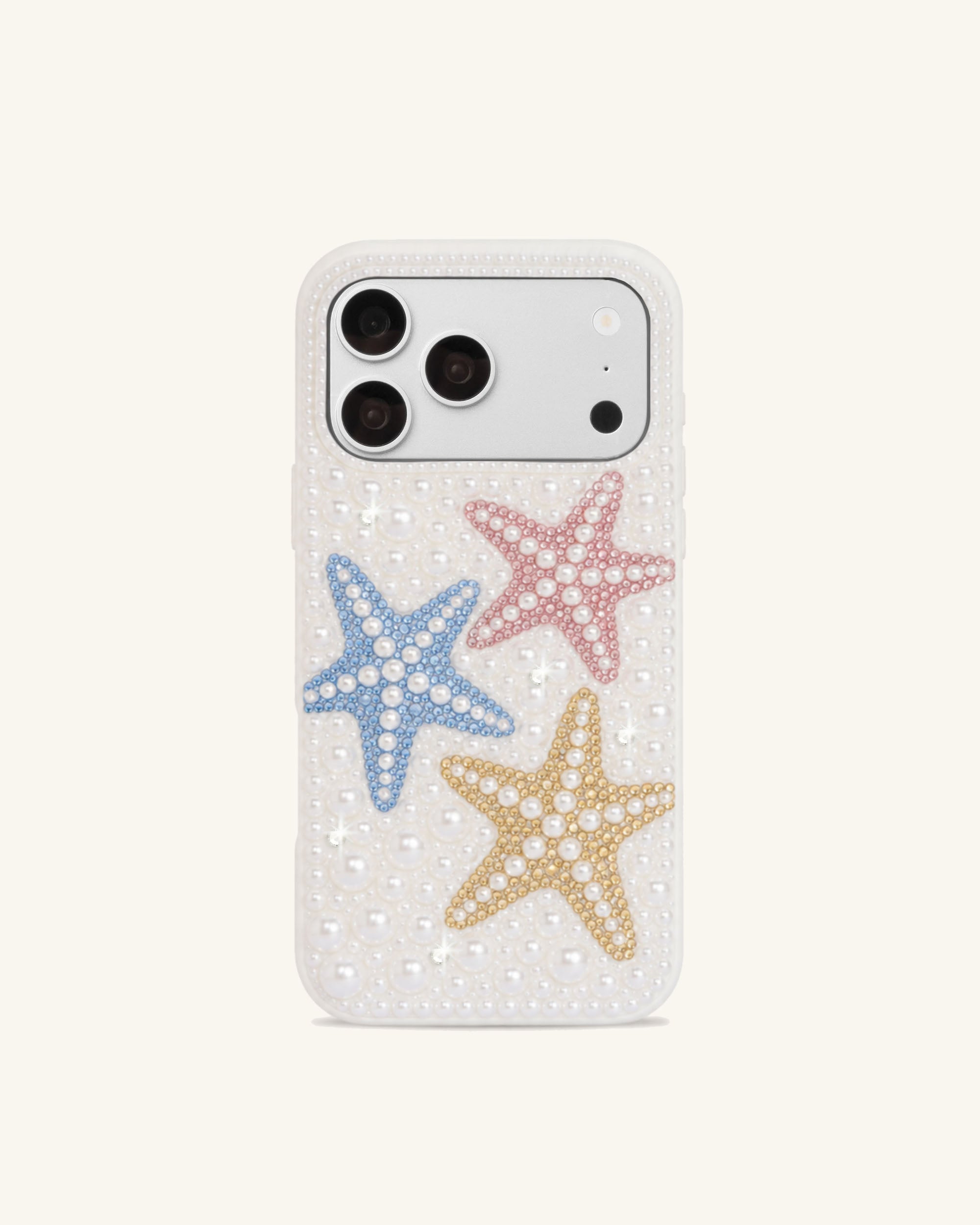 Starfish Artificial Crystal Phone Case – White