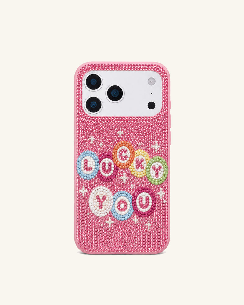 Lucky You Artificial Crystal Phone Case - Pink