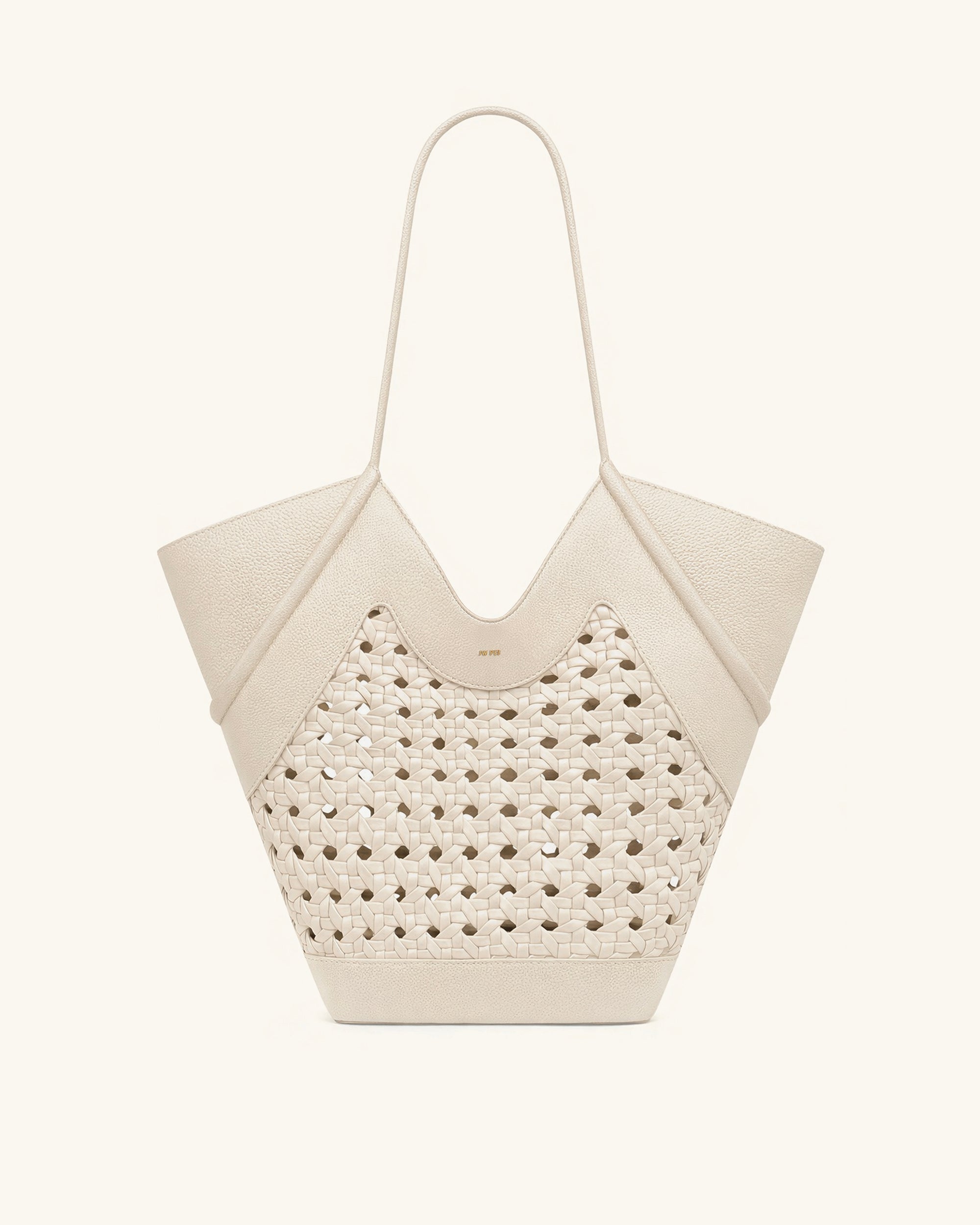 Maribel Woven Panel Tote Bag - Ivory | JW PEI
