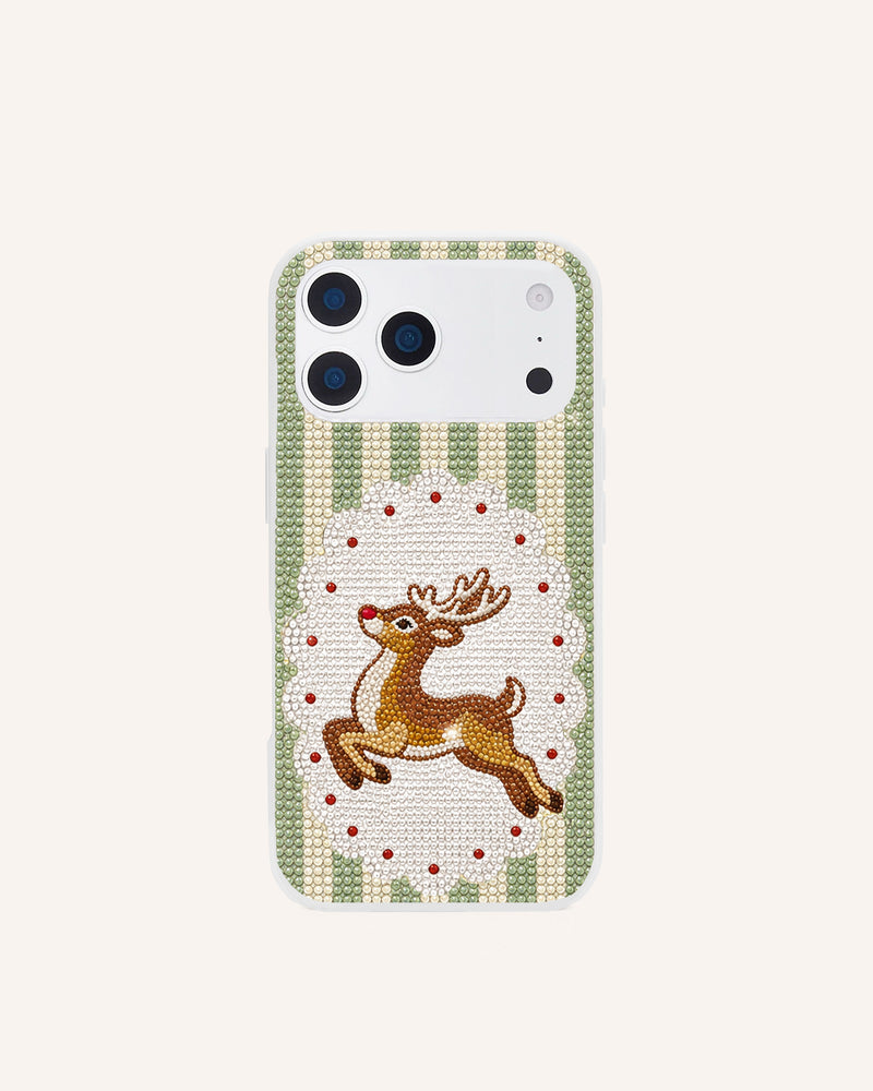 Reindeer Artificial Crystal Phone Case – Green White