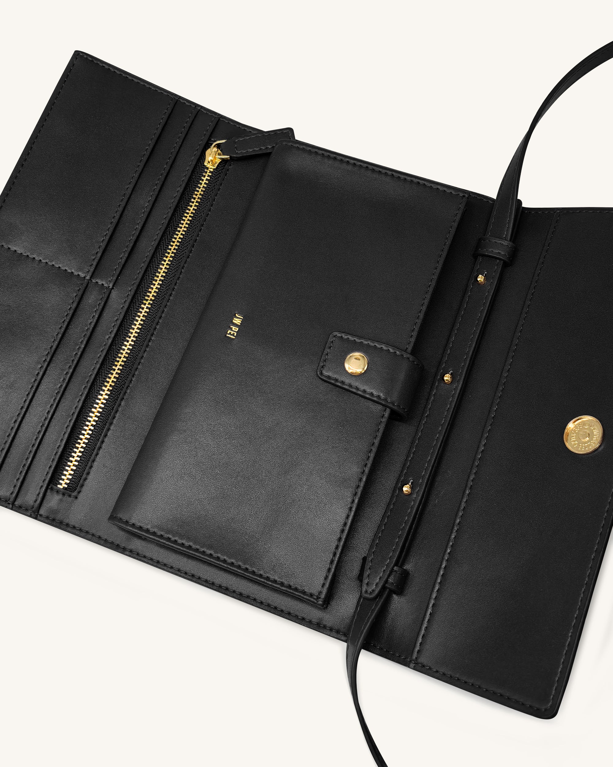 Woven Texture Flap Wallet - Black