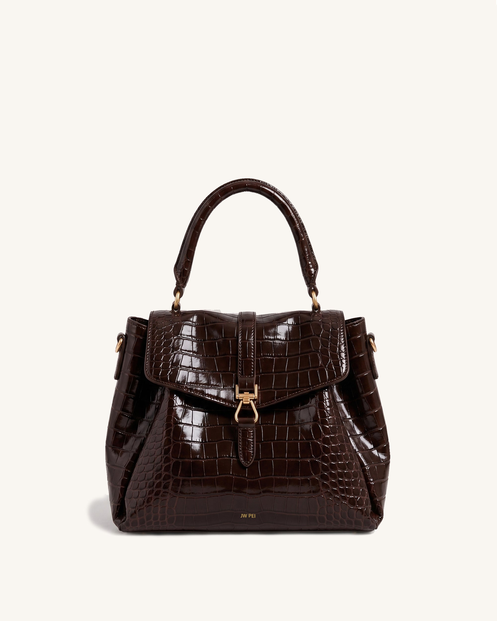 Bruna Top Handle Bag - Brown Croc