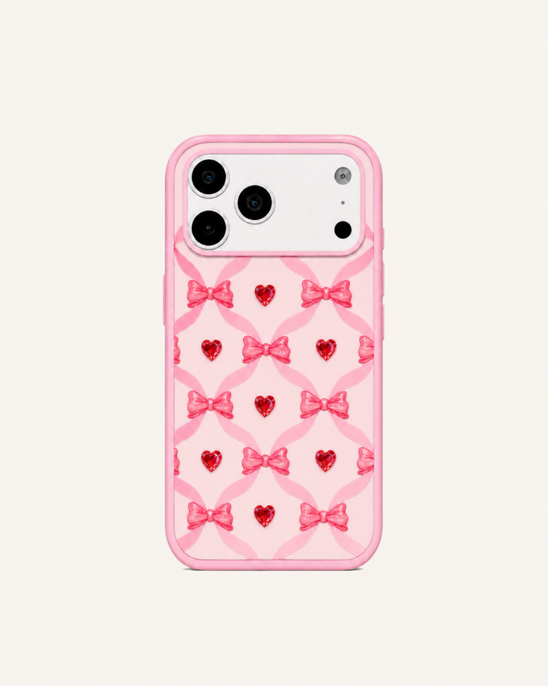 Pink Bow And Heart Phone Case – Pink