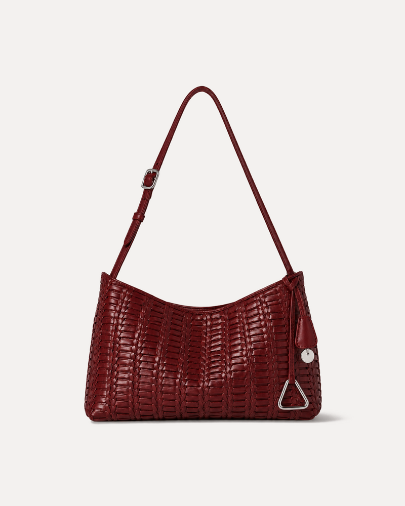 Aria Woven Shoulder Bag - Red