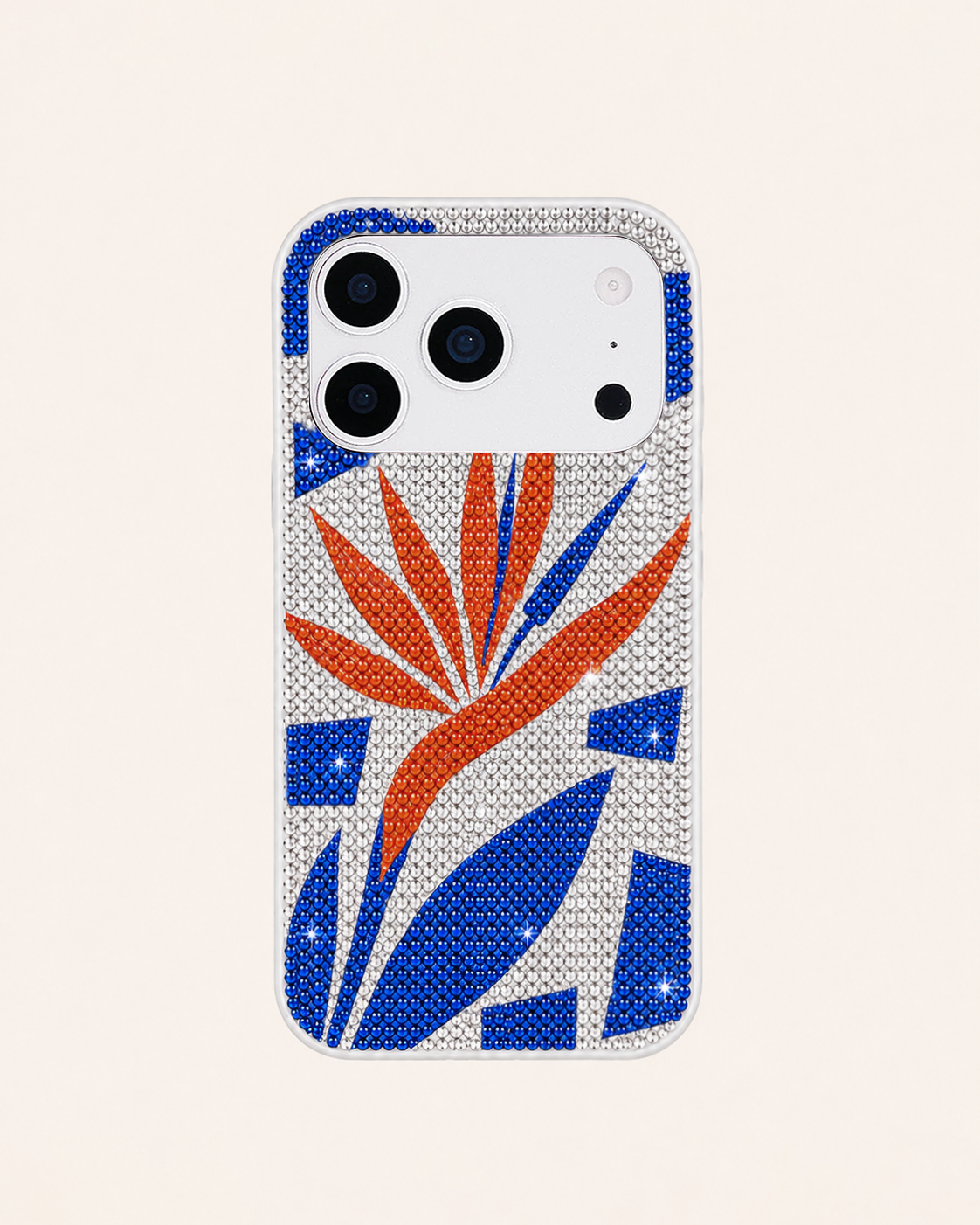 Bird of Paradise Artificial Crystal Phone Case - White