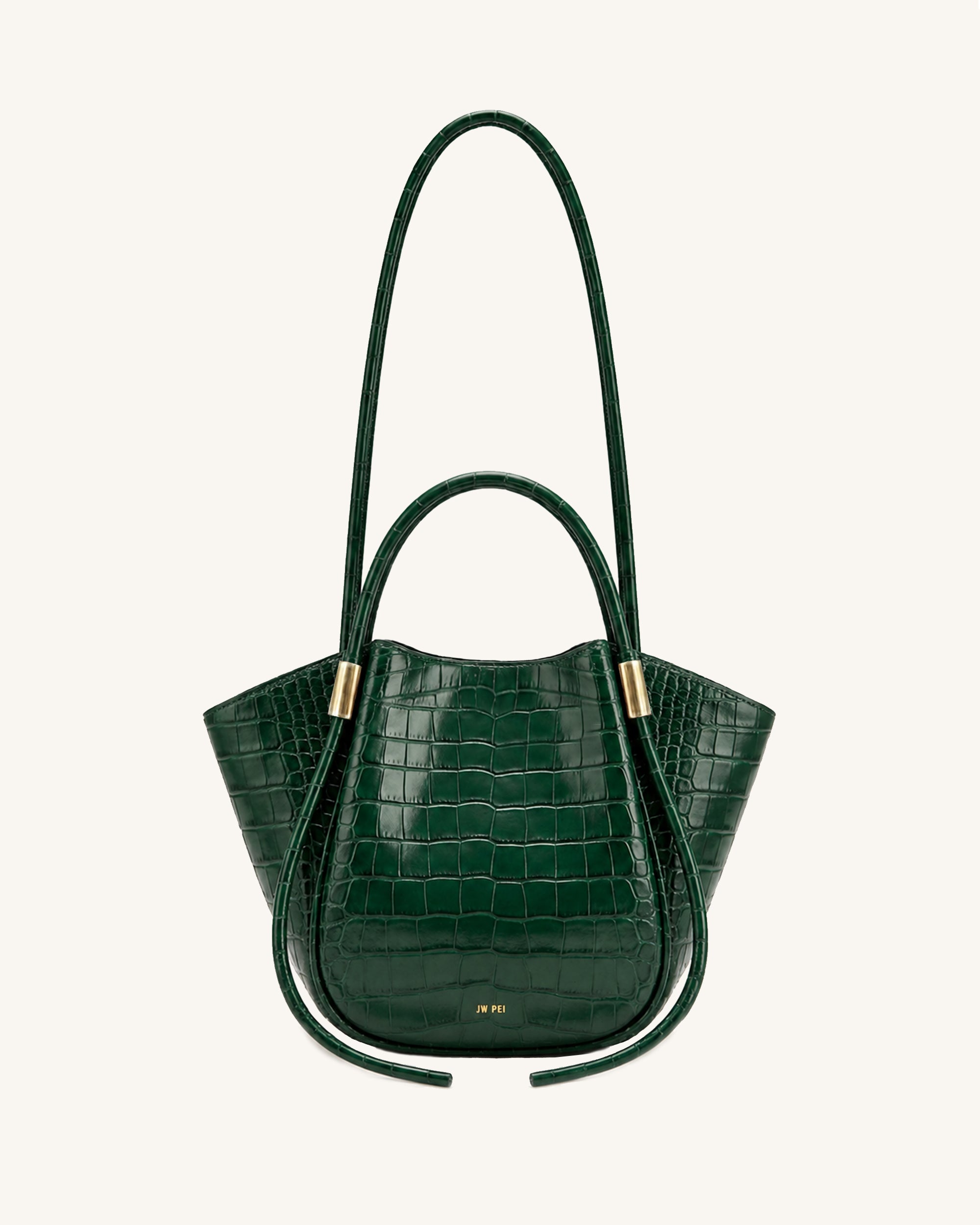 Nala Wing Top Handle Shoulder Bag - Forest Green Croc