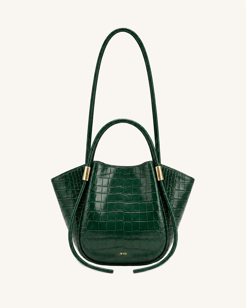 Nala Wing Top Handle Shoulder Bag - Forest Green Croc