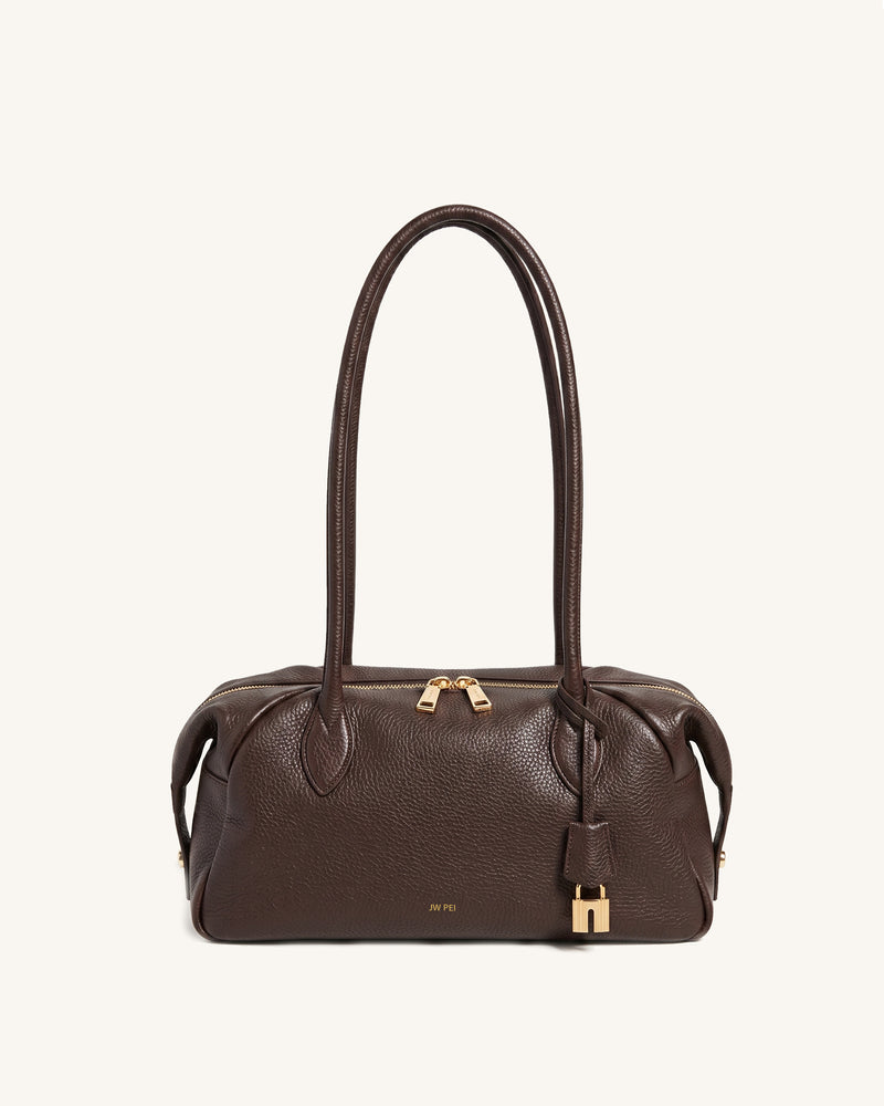 Zora Pebbled Soft-Structured Shoulder Bag - Brown